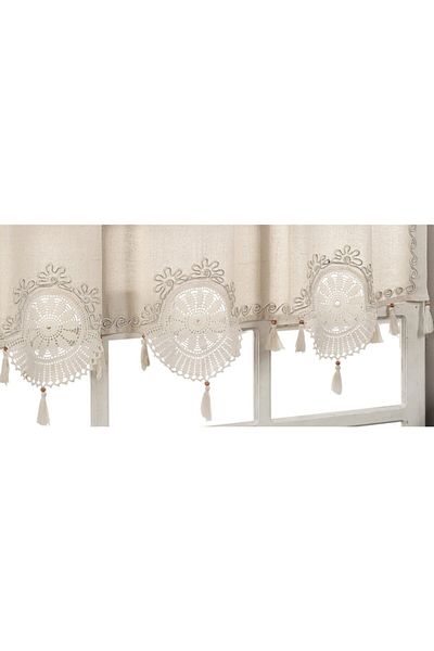 Buldan CSN Tekstil Buldan Authentic Embroidered Fan Linen Curtain