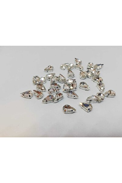 yiğit aksesuar 8X13 Drop/Pear Case Mounted Glass Stone White 50 Pieces