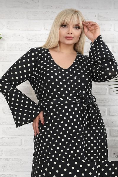 Şirin Butik Women's Black Polka Dot Pattern Double Breasted Collar Flounce Sleeve Dress