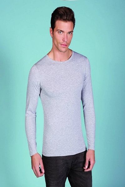 Berrak Men's Gray Crew Neck 3-Piece Long Sleeve Undershirt