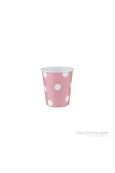 Roll-Up 8 Pieces Kullanatmarket Pink Polka Dot Cardboard Cup