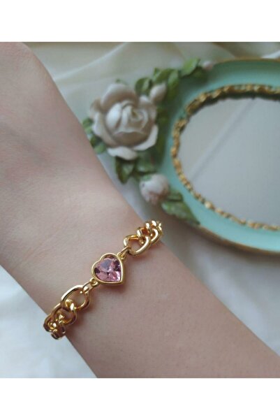 Asia by Leuvoié Kadın Taşlı Kalp Bileklik