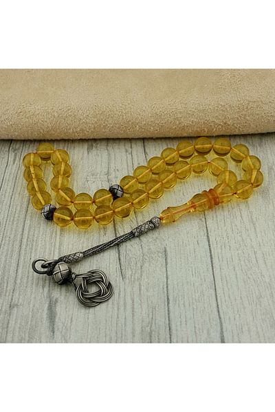 Tesbihsepetim Silver Tasseled Kazaz Fire Amber Prayer Beads