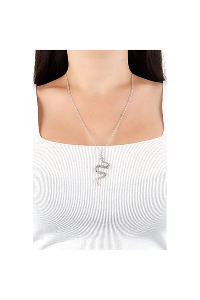 AlpCollection Gray Snake Ladies Necklace 50 Cm Chain Gift Women's Metal Jewelry