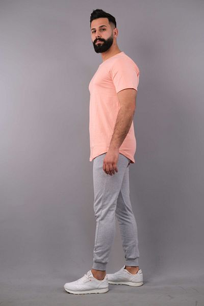 oversıze Plain Powder Color T-Shirt - Gray Sweatpants Slim Fit Bottom Top Sweatpants Set