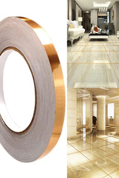 Chermik 0.5cm 50 Metre Gold Fayans Arası Şerit Dekoratif Yapışkan Renkli Deko...