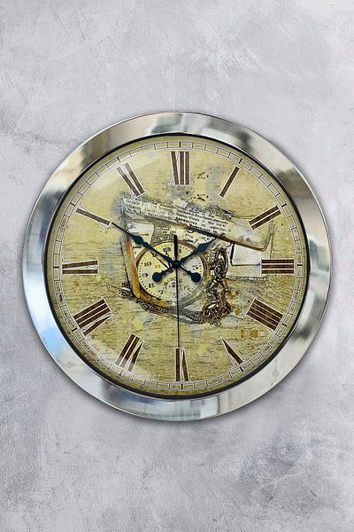 Kasva Concept Gift 36 cm Chrome Metal Time Wall Clock