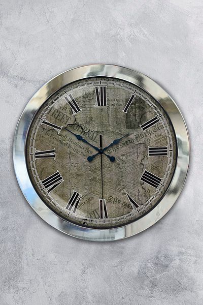Kasva Concept Gift 36 cm Chrome Metal Earth Wall Clock