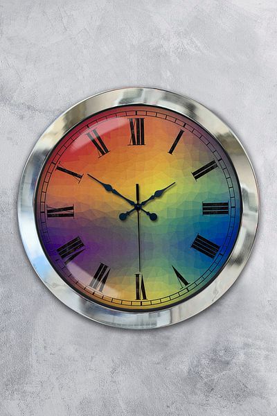 Kasva Concept Gift 36 Cm Chrome Metal Color World Wall Clock