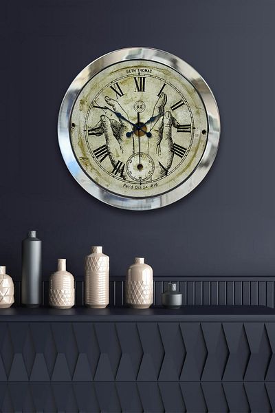 Kasva Concept Gift 36 Cm Chrome Metal London Wall Clock