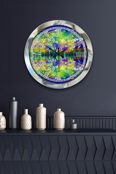 Kasva Concept Gift 36 cm Chrome Metal Jewel Wall Clock
