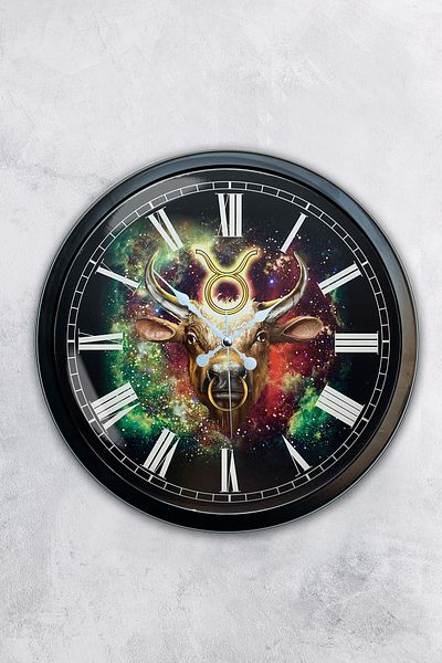 Kasva Concept 40 cm Black Metal Taurus Wall Clock