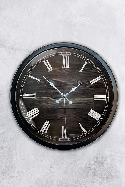 Kasva Concept Cadou 40 Cm Ceas de Perete Numere Romane Metal Negru Lemn