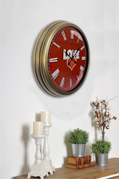 Kasva Concept Δώρο 40 εκ. Αντίκα Μεταλλικό Ρολόι Τοίχου Love