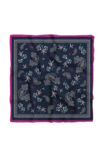 Modabutik Kadın Siyah Beyaz Şal Desenli 50x50 Bandana Hyl Dg01658-22
