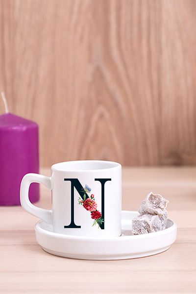 Procity Letter M Flower Design Concept Turkish Coffee Cup