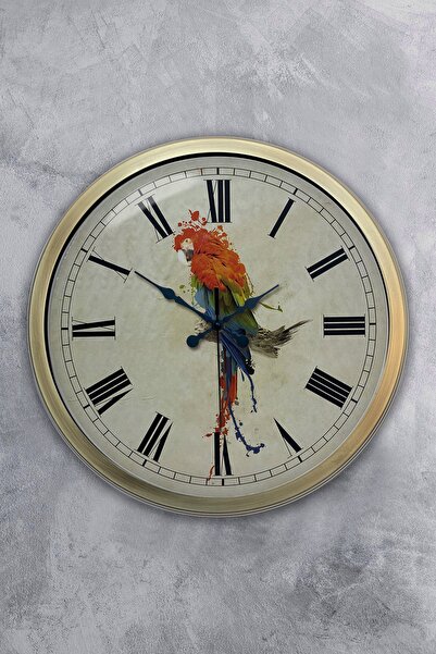 Platin Saat هدية ساعة حائط ببغاء معدني عتيق مقاس 40 سم