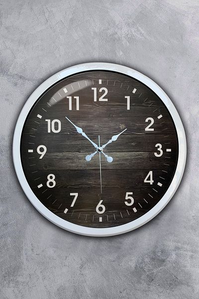 Kasva Concept Gift 40 cm White Metal Wooden Number Wall Clock