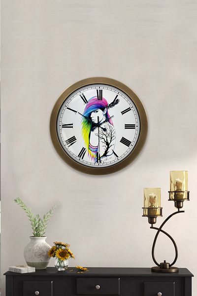Kasva Concept Gift 36 cm Antique Metal Character Wall Clock