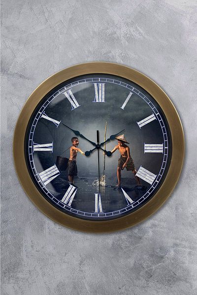Kasva Concept Gift 36 cm Antique Metal Children's Themed Wall Clock