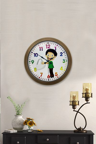 Kasva Concept Gift 36 cm Antique Metal Children's Room Wall Clock