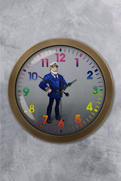 Kasva Concept 36 cm Antique Metal Ship Captain Wall Clock