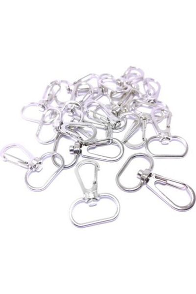 Aker Hediyelik Silver Macrame Keychain Attachment 100 Pieces Snap Hook Keychain Clip Ring