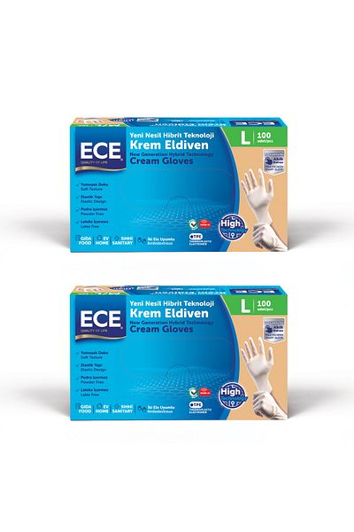 Ece New Generation Hybrid Technology Cream Gloves 100 Pieces L