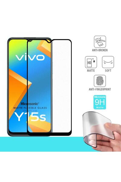 Microsonic Vivo Y15s Seramik Matte Flexible Ekran Koruyucu Siyah