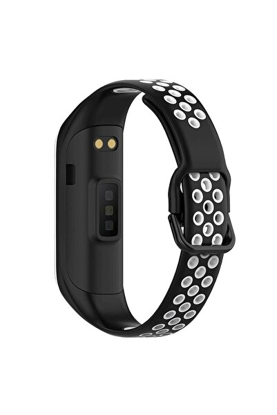 Microsonic Samsung Galaxy Fit 2 R220 Rainbow Sport Band Kordon Siyah Beyaz