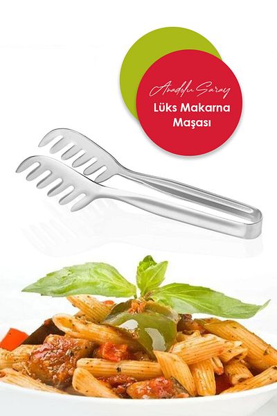 Anadolu Saray Çarşısı Practical Stainless Steel Luxury Pasta Tong Luxury Pasta Presentation Serving Tong
