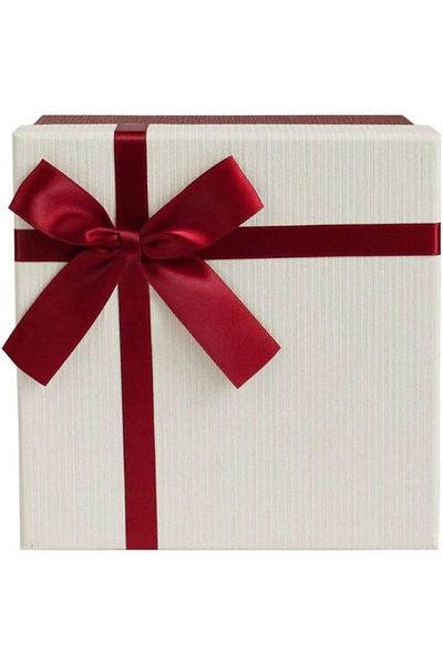 Coverzone Gift Box Rectangular Square Box Cream Red Ribbon Design Set of 3 Box