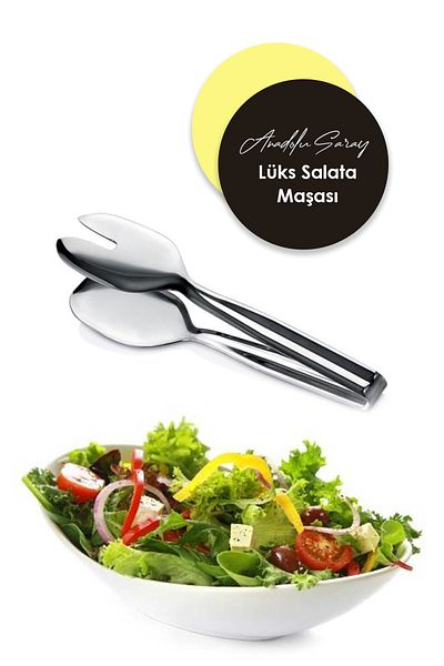 Anadolu Saray Çarşısı Practical Stainless Steel Luxury Salad Tongs Luxury Salad Presentation Service Tongs