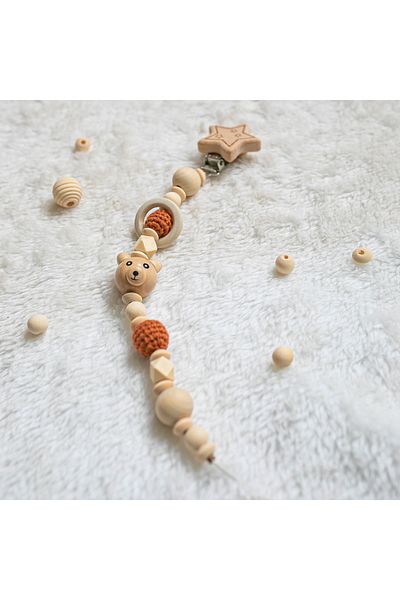 lismo kids Natural Wooden Pacifier Chain - Pacifier Strap Wooden Pacifier Chain Pacifier Holder