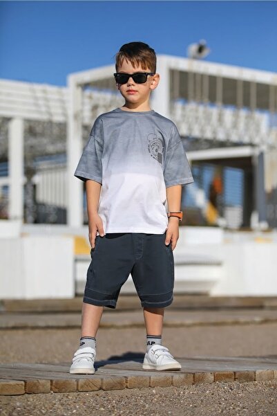 Escabel طقم شورت جاك ليونز للأولاد أنثراسايت/أبيض