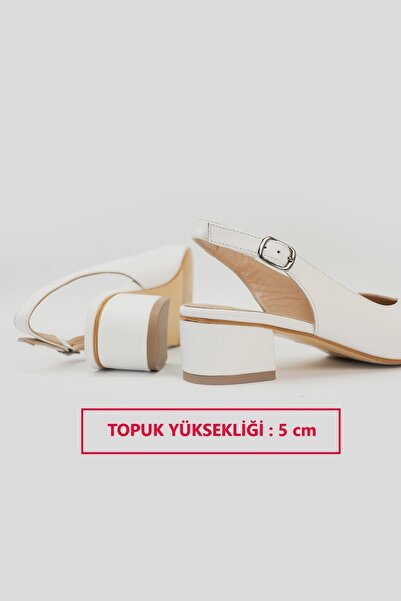 TUNAELLİ Women's White Genuine Leather Heeled Shoes Size 35-41