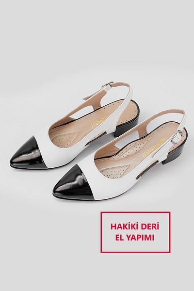 TUNAELLİ Pantofi cu toc pentru femei, negru, alb, din piele naturală, mărimea 35-41