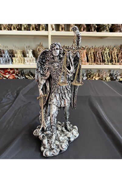 ArtemisDükkan Başmelek St. Michael Heykeli 28 Cm Gümüş