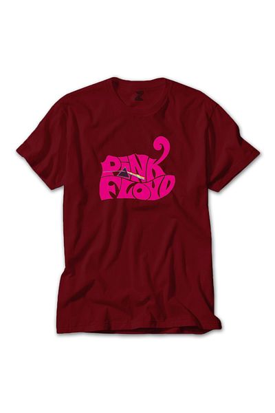Z zepplin Κόκκινο T-shirt με μαύρο κείμενο Pink Floyd