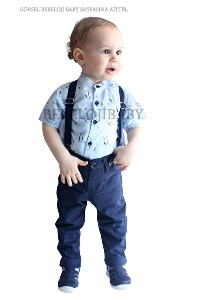 Bebeloji Baby Erkek Bebek Kısa Kollu Yazlık , Mevsimlik Gömlek Pantolon Askıl...