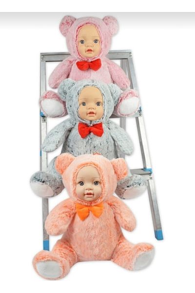 Şeker Adası Halley Cute Real Baby Face Pink Bear 30 Cm