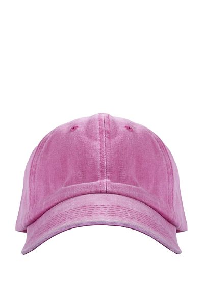 PERLOTUS Pink Washed Antique Plain Baseball Type Cap Women's Hat