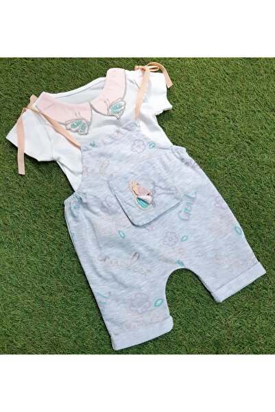 Sönmez Baby Kelebek Yakalı Kız Bebe Salopet Tulum