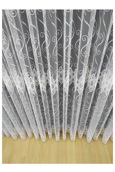 Tül Shop New Season Honeycomb Top Damask Patterned Virtual Floor Don't Want Iron Flowing Tulle Curtain Sparse Pleat