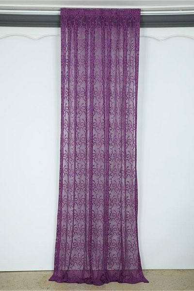 AKÇA TEKSTİL Shawl Model Purple Color Single Wing Ready-made Planted Pleated Background Curtain 75*260 Cm