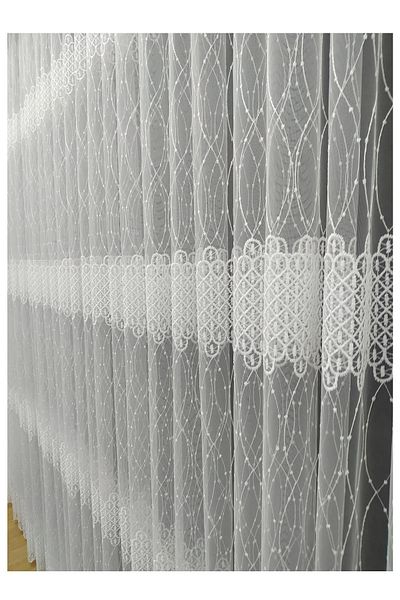 Tül Shop New Season French Suitable for Windows Panel Pattern Backdrop Embroidered No Iron Flowy Tulle Curtain Sparse Pleated