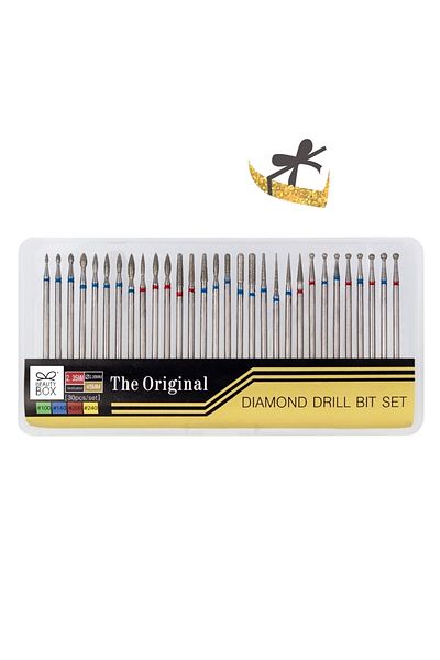Beauty Box 30-Piece Rasp Machine Bit Set Diamond Drill Bit Set Premium Quality Nail Drill Milling Manicure Pedicure