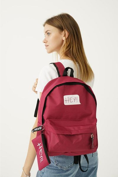 Top All BAG Claret Red Hey Model School Backpack with Wallet