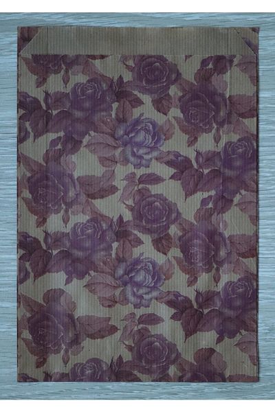 demontecraft Rose Flower Pattern Dried Rose, Kraft Paper Bag, Gift Wrap/Bag, 10 Paper Bags