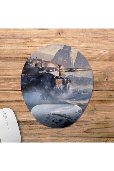 Pixxa موديل لوحة ماوس مع مسند للمعصم من World Of Tanks - 3 بيضاوي